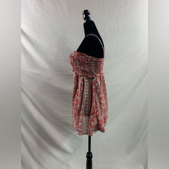 Asymmetrical Hem Floral Print Frill Trim Cami Top - Picture 6 of 7